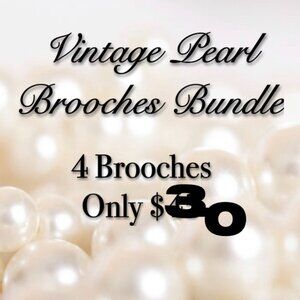 4 Vintage Pearl Brooches Bundle